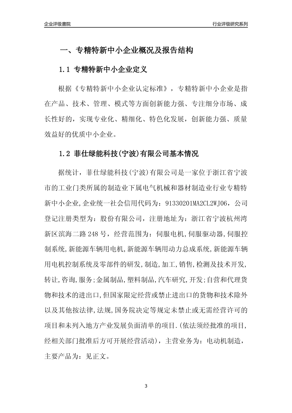 [专精特新]菲仕绿能科技(宁波)有限公司行业竞争力评级分析报告(2023版)_第3页