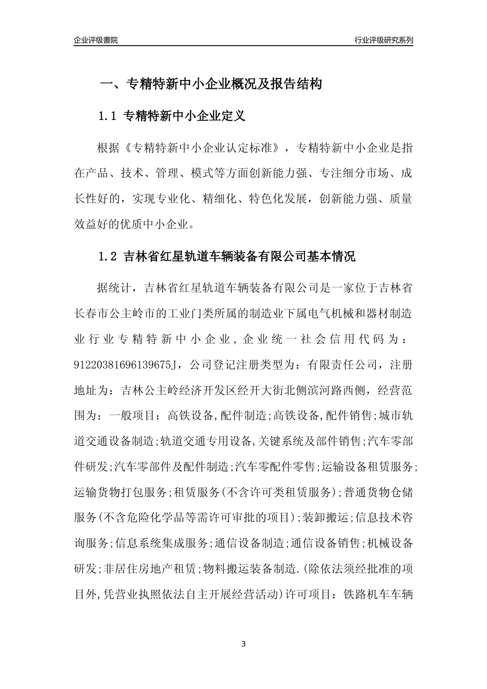 [专精特新]吉林省红星轨道车辆装备有限公司行业竞争力评级分析报告(2023版)_第3页