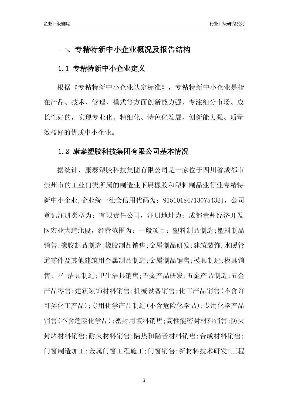 [专精特新]康泰塑胶科技集团有限公司行业竞争力评级分析报告(2023版)_第3页