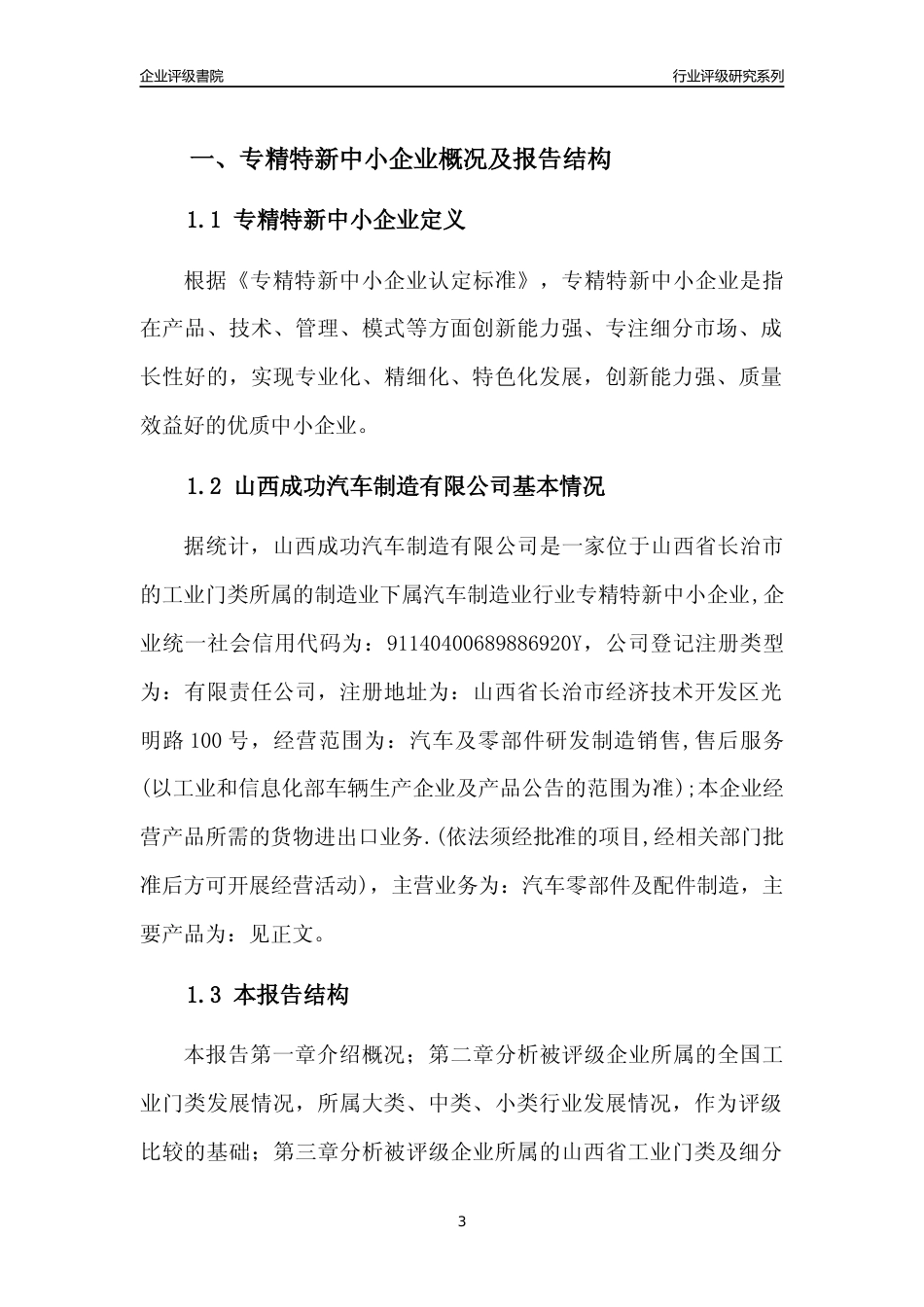 [专精特新]山西成功汽车制造有限公司行业竞争力评级分析报告(2023版)_第3页
