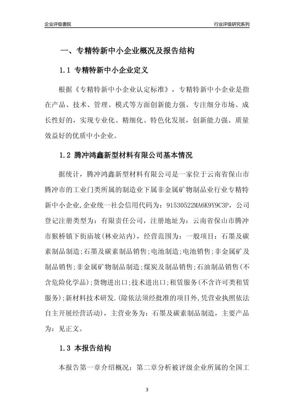 [专精特新]腾冲鸿鑫新型材料有限公司行业竞争力评级分析报告(2023版)_第3页