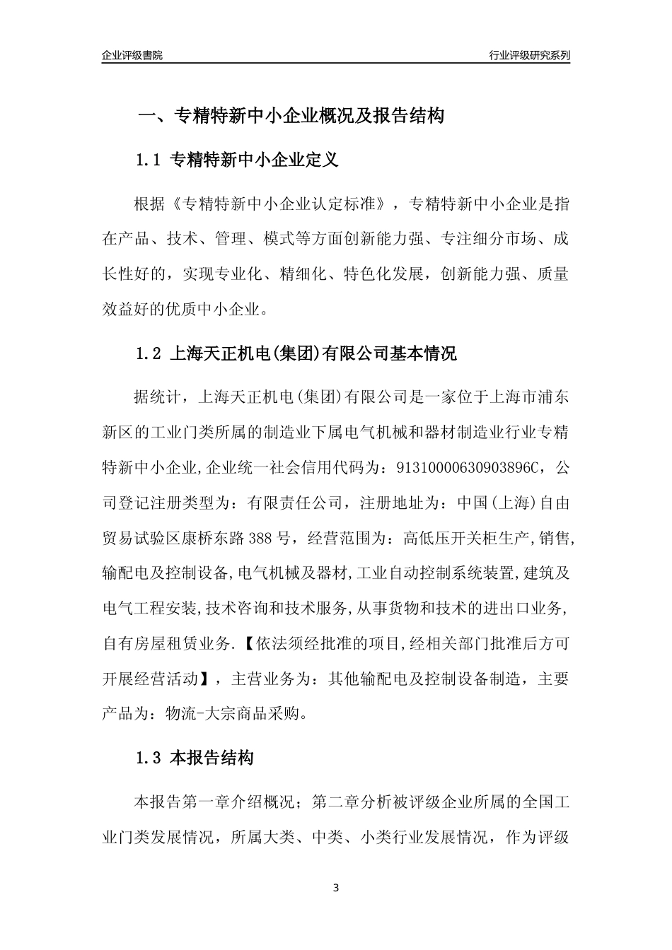 [专精特新]上海天正机电(集团)有限公司行业竞争力评级分析报告(2023版)_第3页