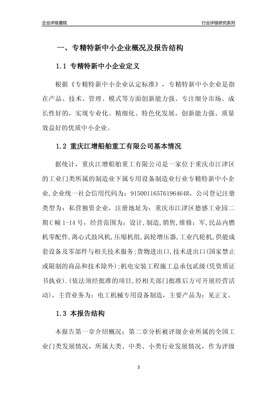 [专精特新]重庆江增船舶重工有限公司行业竞争力评级分析报告(2023版)_第3页