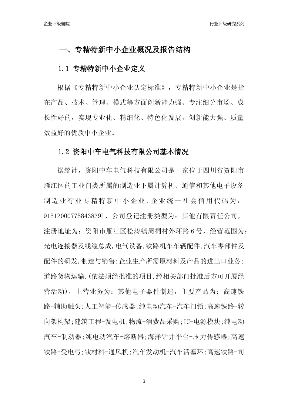 [专精特新]资阳中车电气科技有限公司行业竞争力评级分析报告(2023版)_第3页