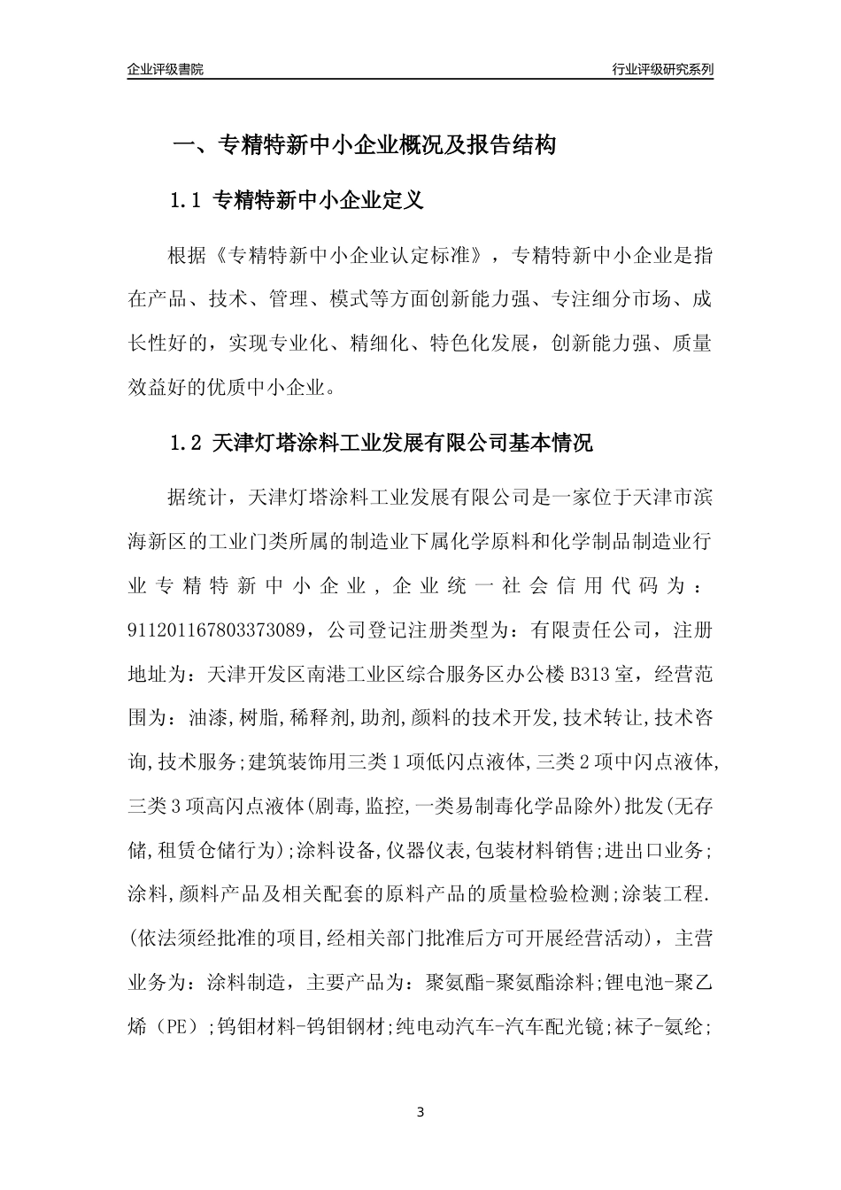 [专精特新]天津灯塔涂料工业发展有限公司行业竞争力评级分析报告(2023版)_第3页