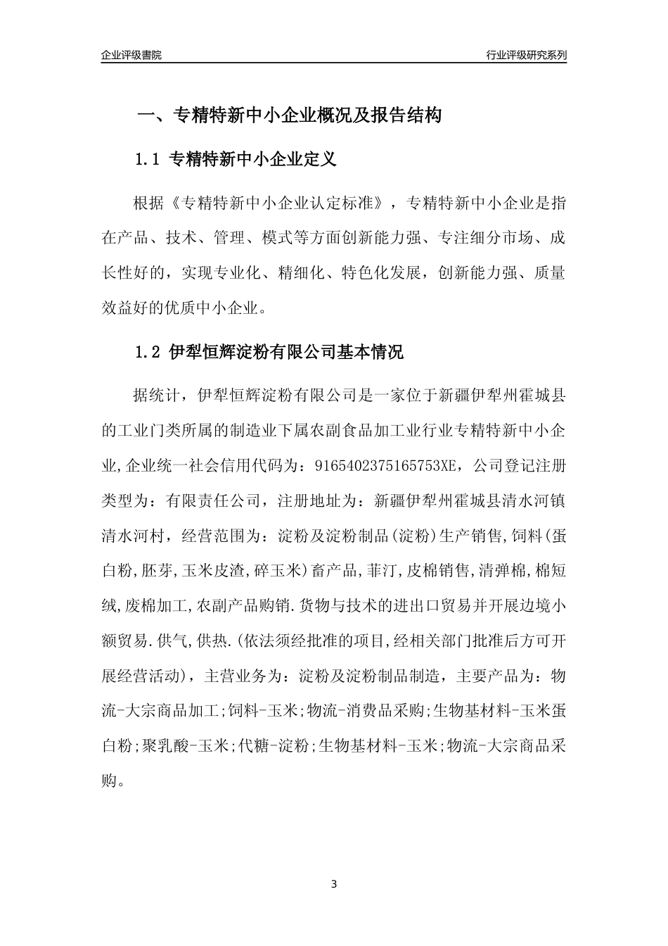 [专精特新]伊犁恒辉淀粉有限公司行业竞争力评级分析报告(2023版)_第3页