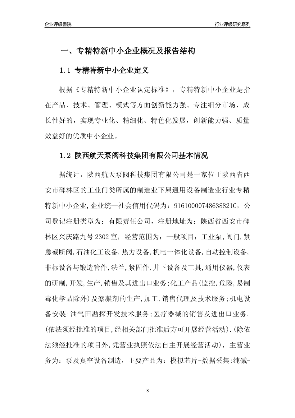 [专精特新]陕西航天泵阀科技集团有限公司行业竞争力评级分析报告(2023版)_第3页