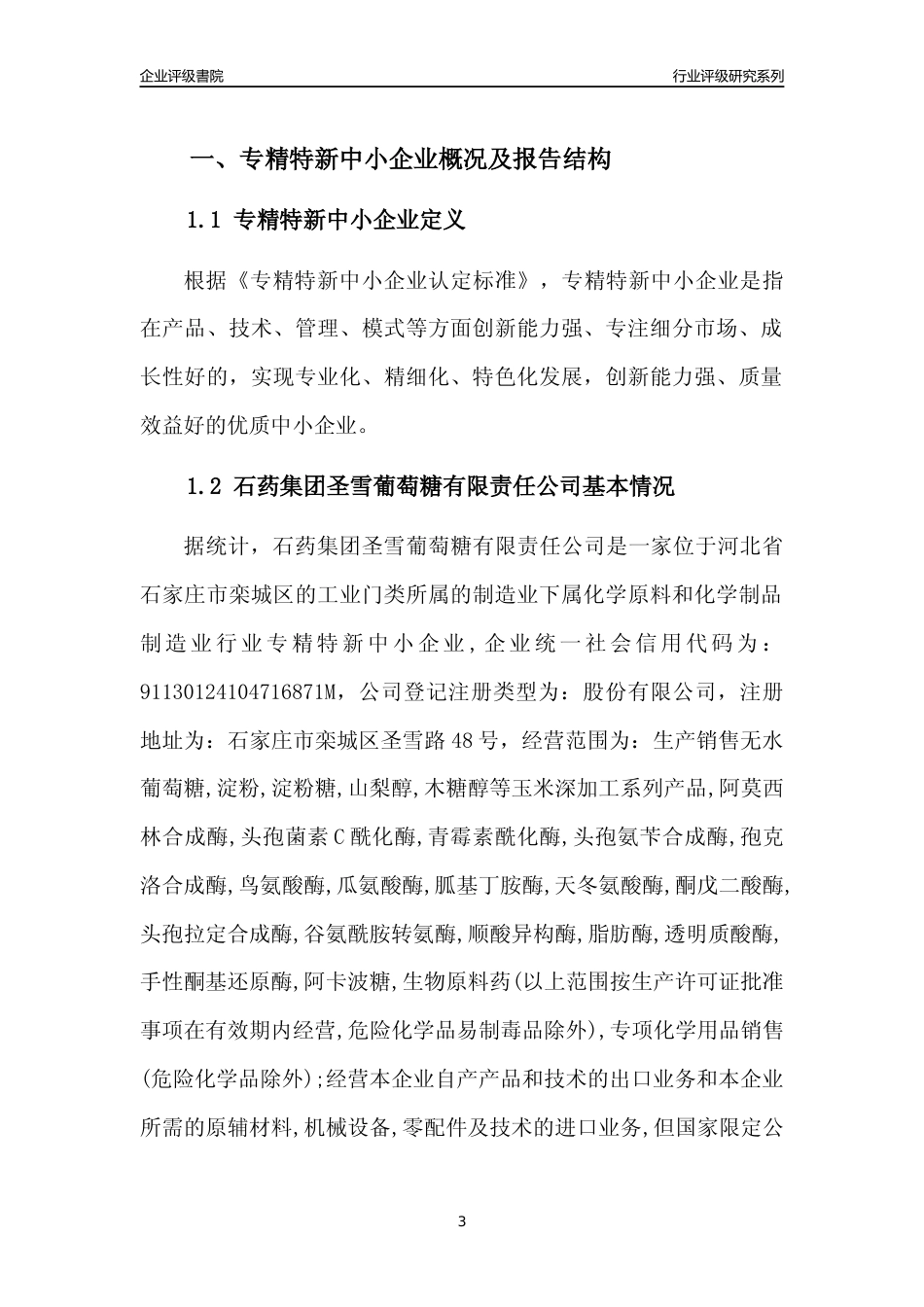 [专精特新]石药集团圣雪葡萄糖有限责任公司行业竞争力评级分析报告(2023版)_第3页