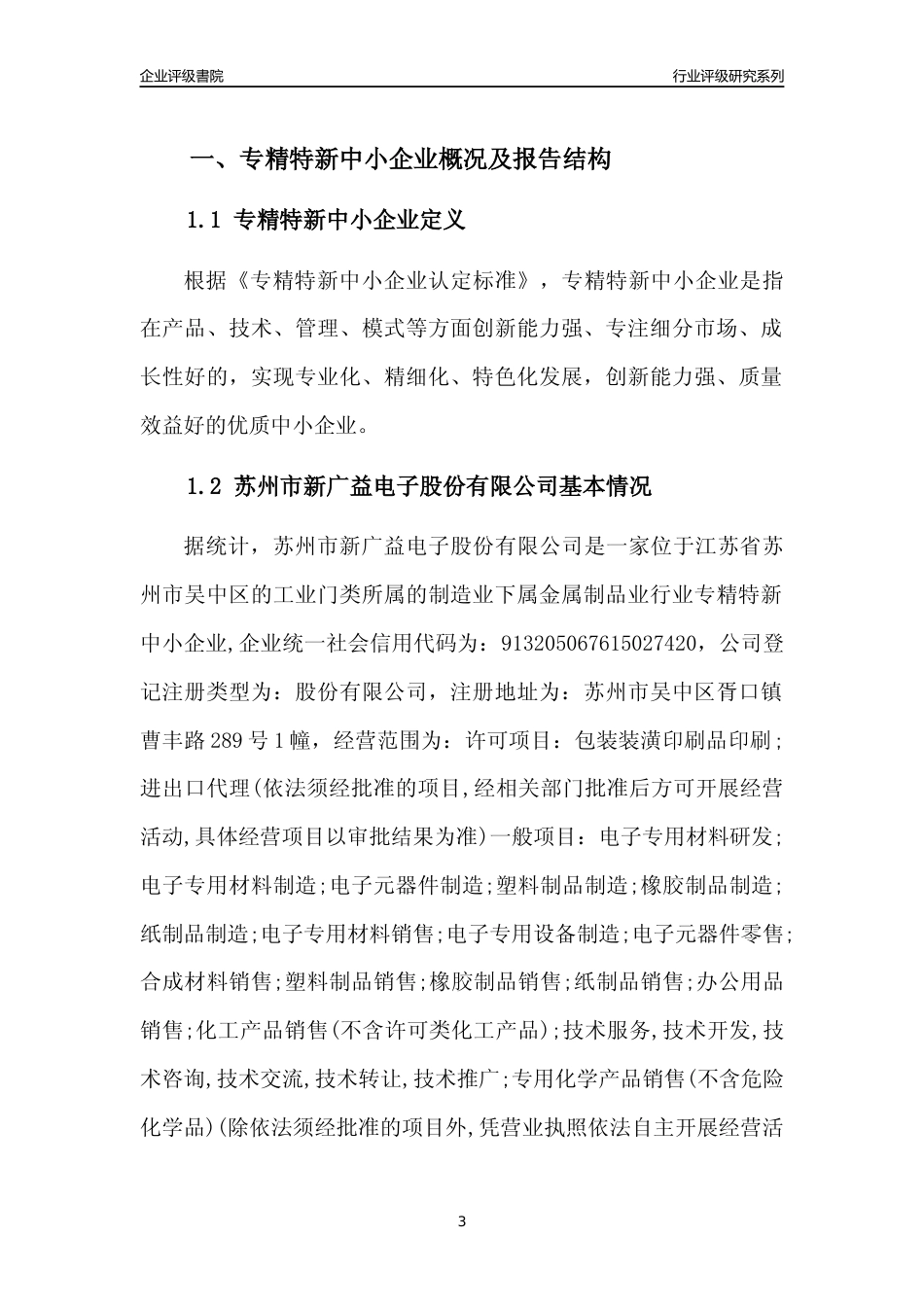 [专精特新]苏州市新广益电子股份有限公司行业竞争力评级分析报告(2023版)_第3页