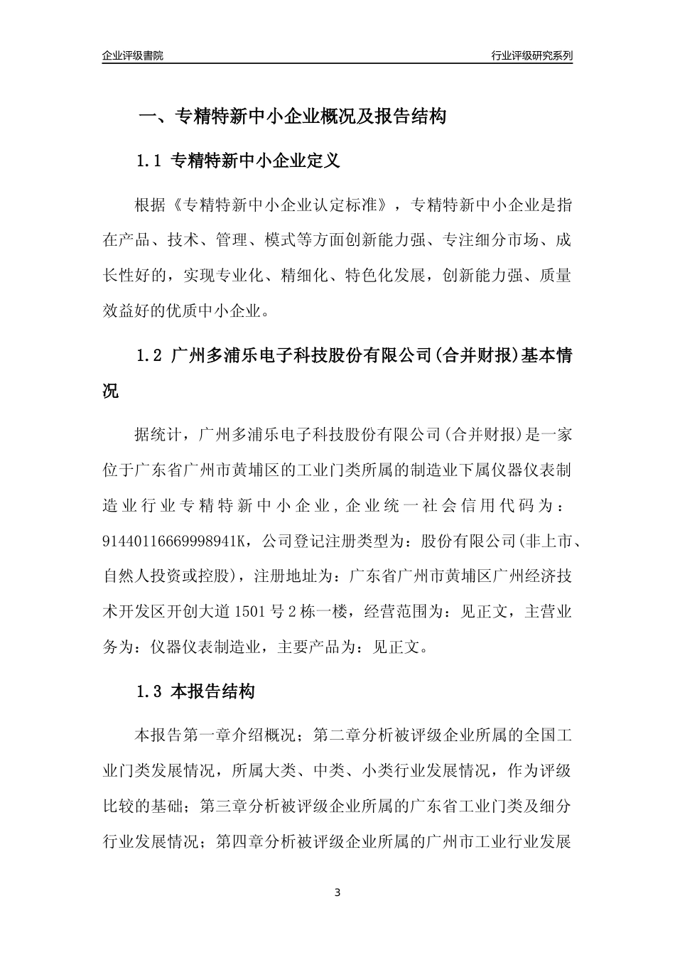 [专精特新]广州多浦乐电子科技股份有限公司(合并财报)行业竞争力评级分析报告(2023版)_第3页
