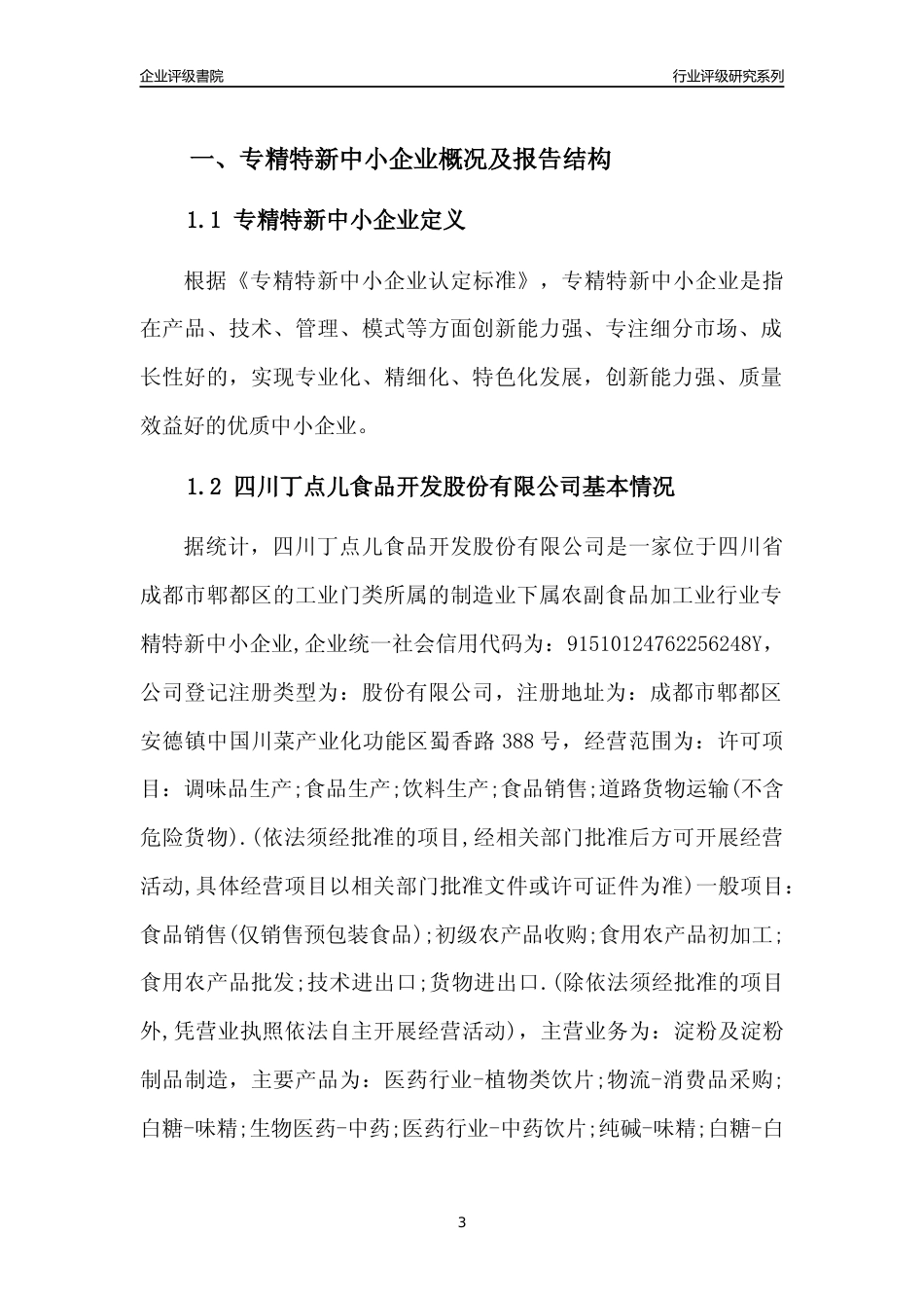 [专精特新]四川丁点儿食品开发股份有限公司行业竞争力评级分析报告(2023版)_第3页