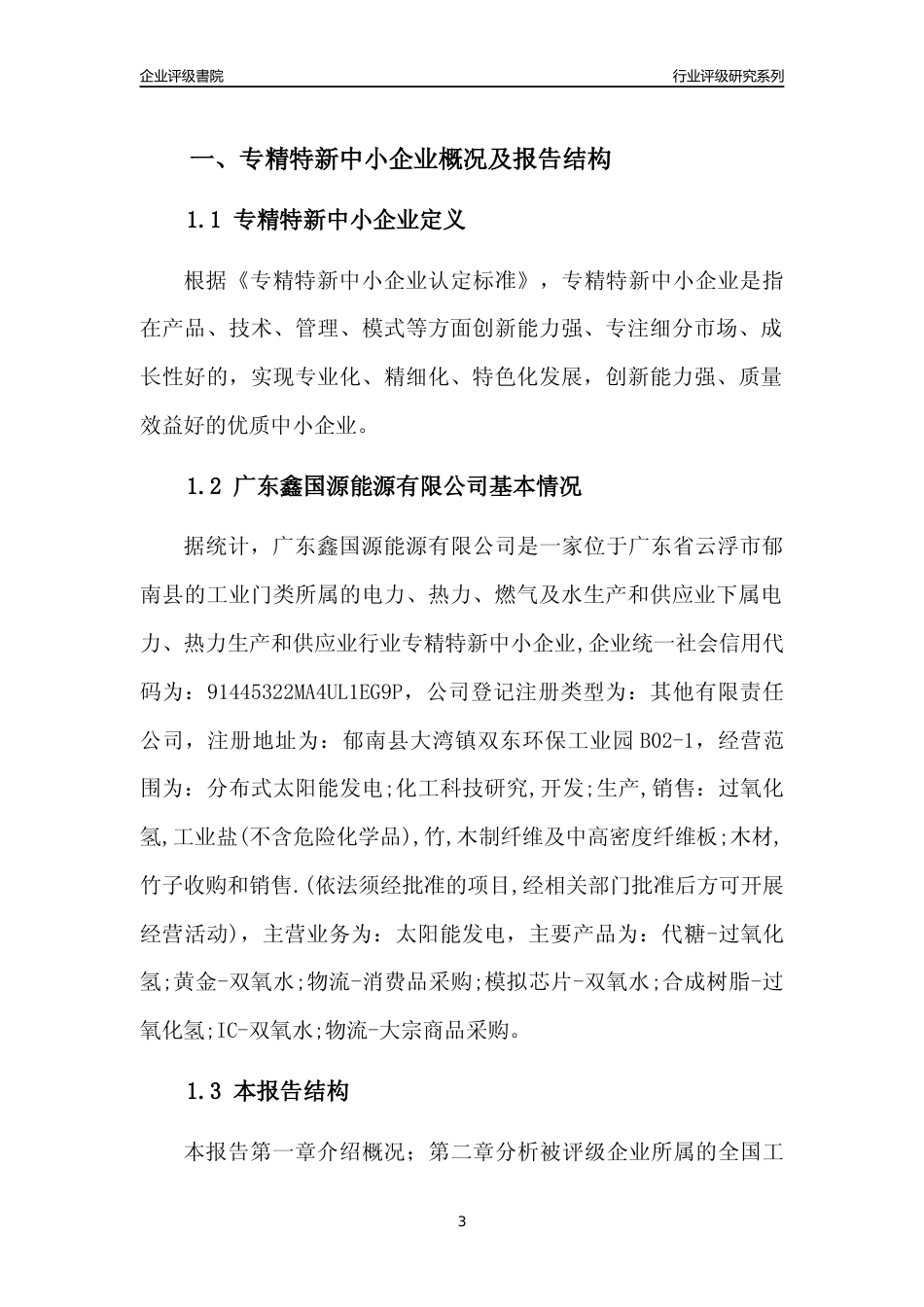 [专精特新]广东鑫国源能源有限公司行业竞争力评级分析报告(2023版)_第3页