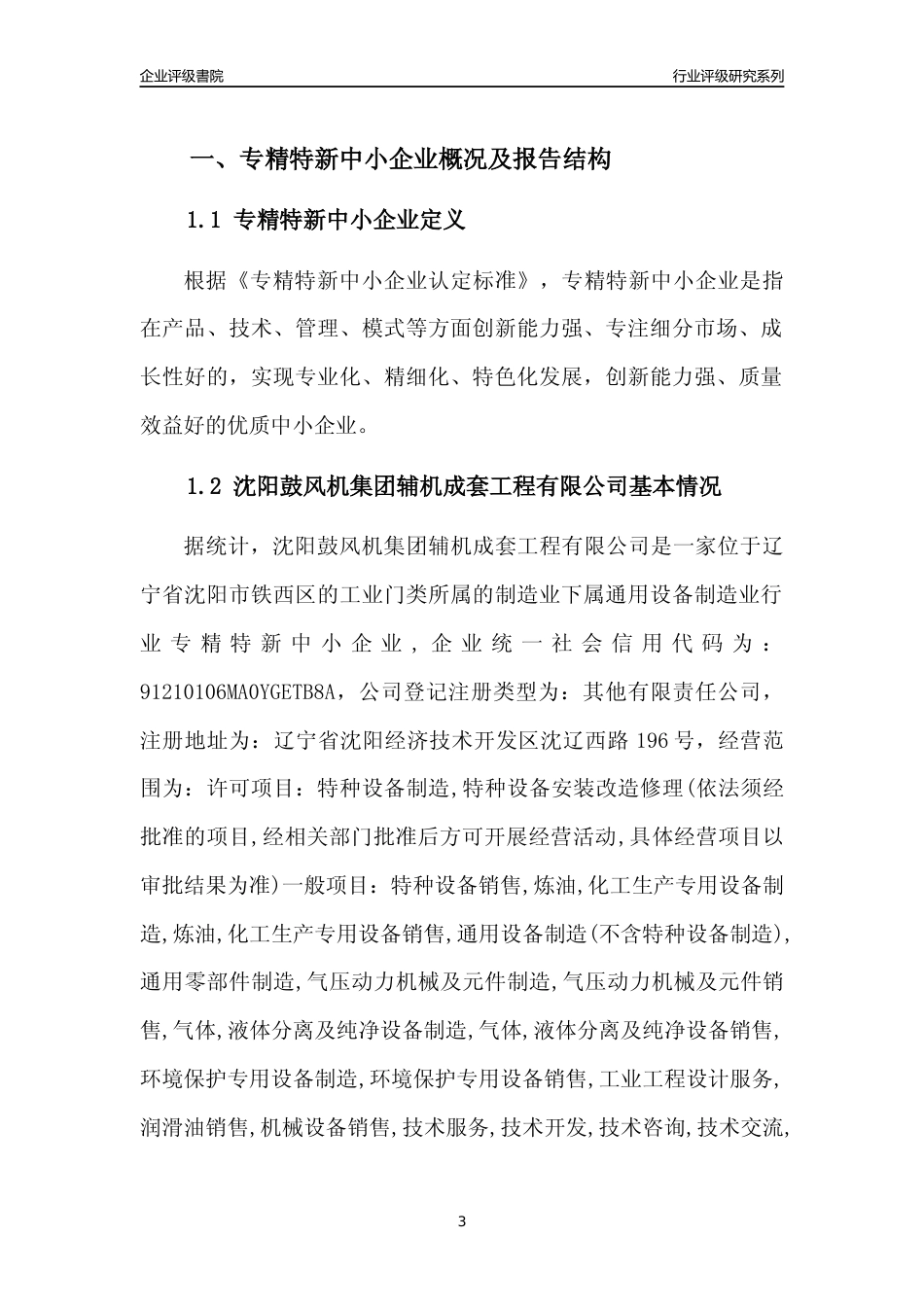 [专精特新]沈阳鼓风机集团辅机成套工程有限公司行业竞争力评级分析报告(2023版)_第3页