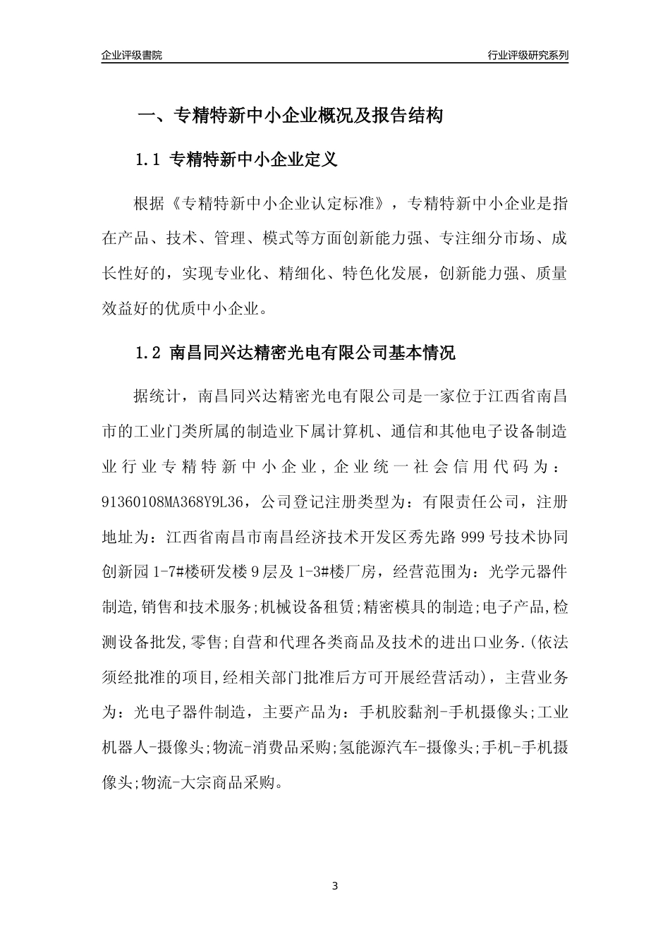 [专精特新]南昌同兴达精密光电有限公司行业竞争力评级分析报告(2023版)_第3页