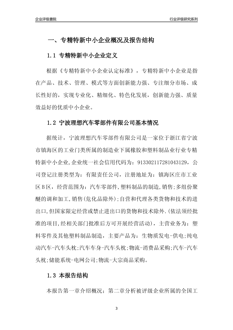 [专精特新]宁波理想汽车零部件有限公司行业竞争力评级分析报告(2023版)_第3页