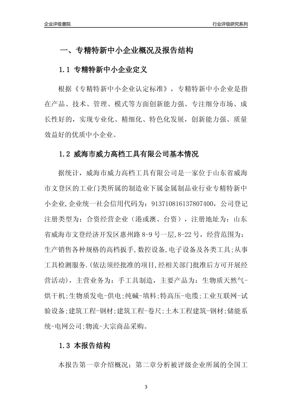 [专精特新]威海市威力高档工具有限公司行业竞争力评级分析报告(2023版)_第3页