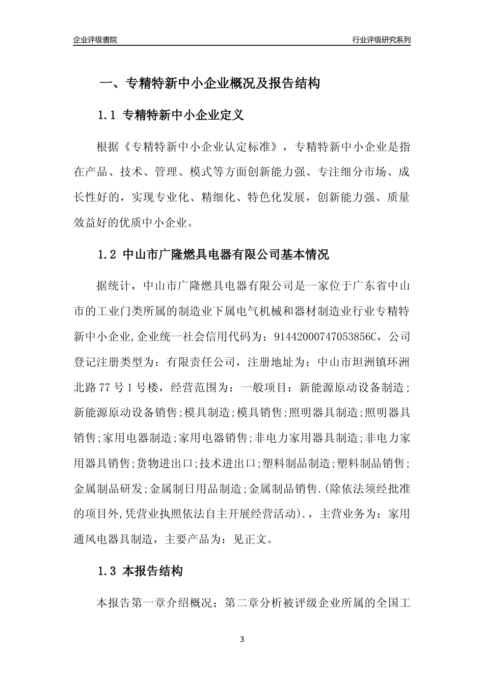 [专精特新]中山市广隆燃具电器有限公司行业竞争力评级分析报告(2023版)_第3页