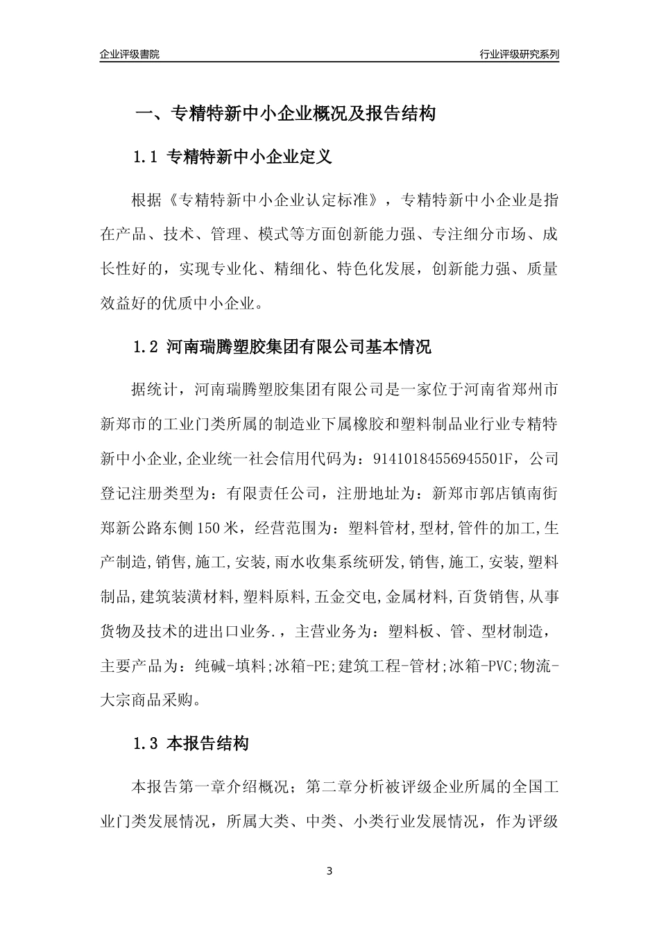 [专精特新]河南瑞腾塑胶集团有限公司行业竞争力评级分析报告(2023版)_第3页