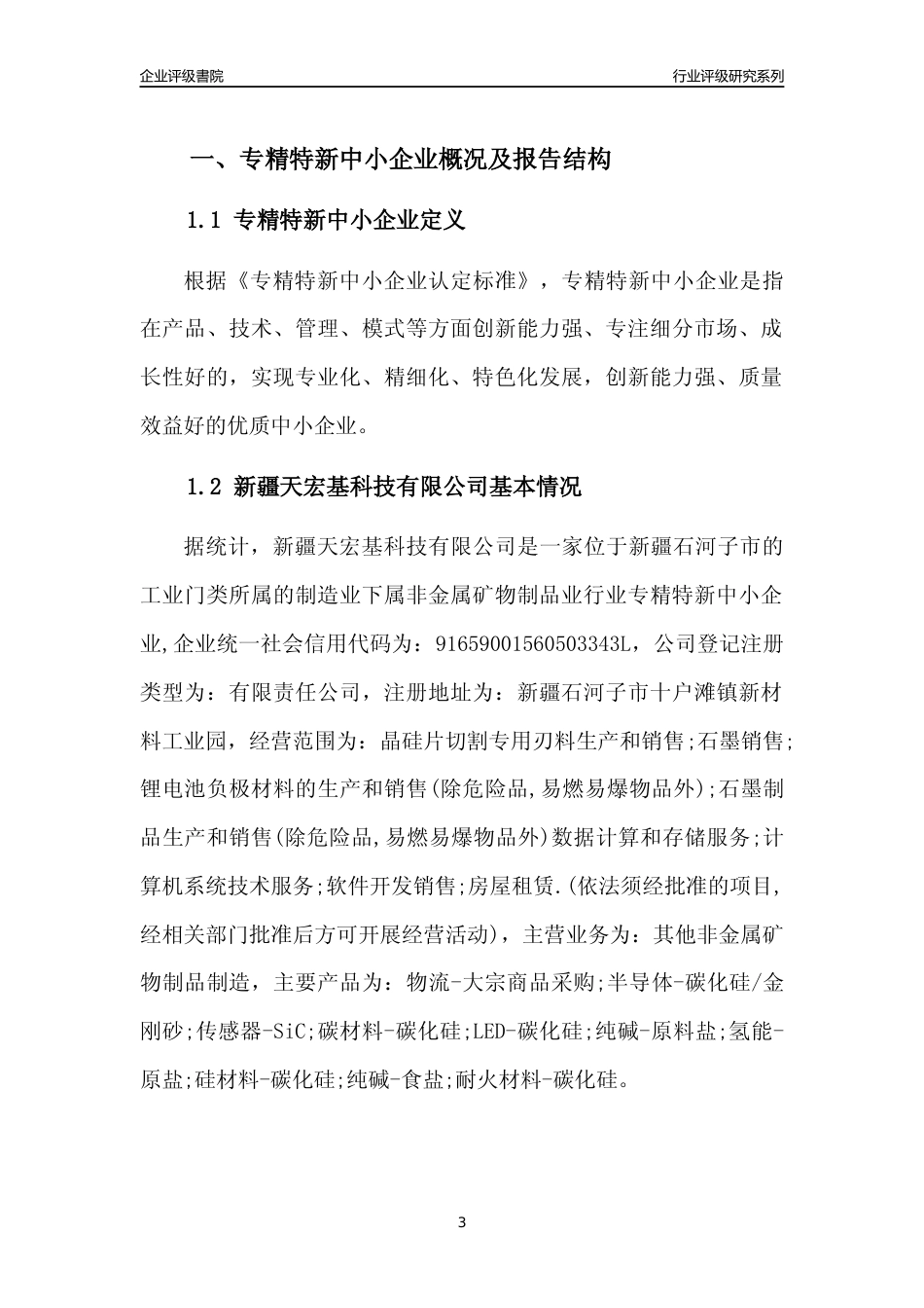 [专精特新]新疆天宏基科技有限公司行业竞争力评级分析报告(2023版)_第3页