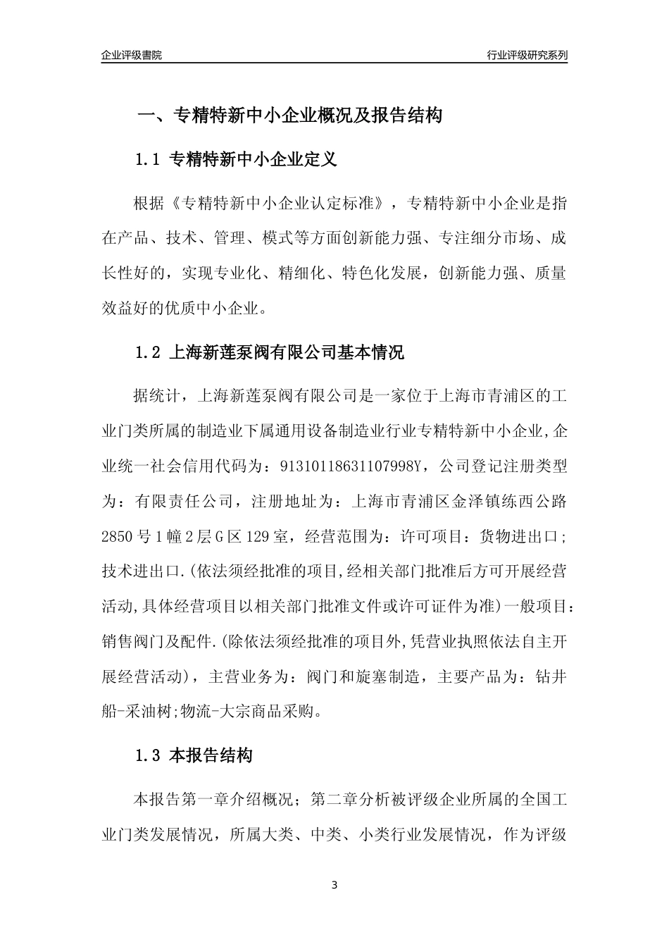 [专精特新]上海新莲泵阀有限公司行业竞争力评级分析报告(2023版)_第3页