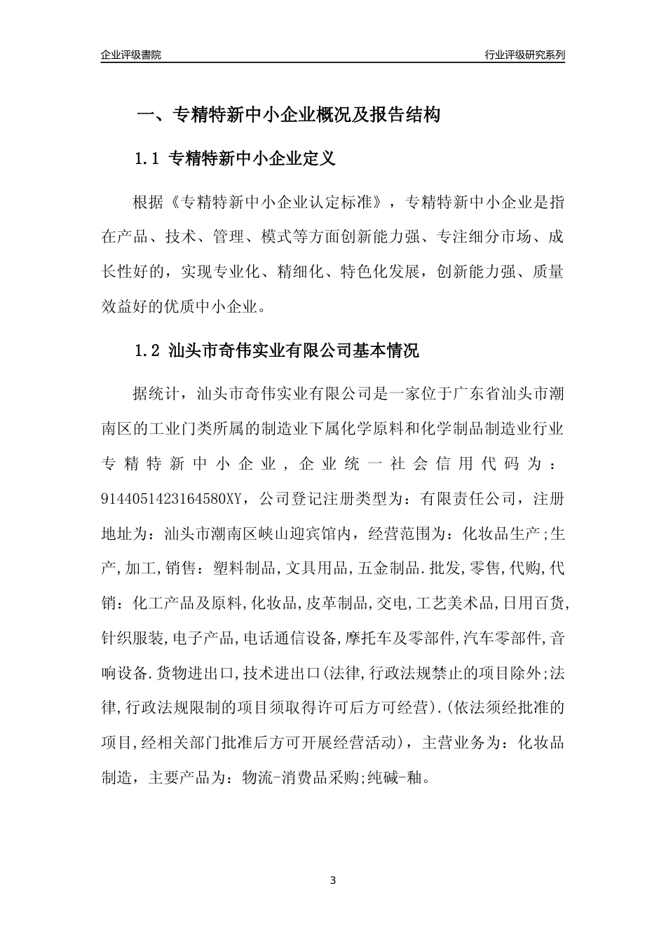 [专精特新]汕头市奇伟实业有限公司行业竞争力评级分析报告(2023版)_第3页