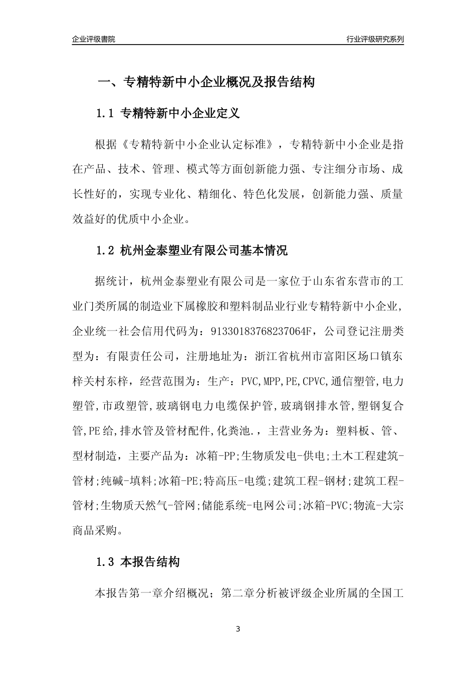 [专精特新]杭州金泰塑业有限公司行业竞争力评级分析报告(2023版)_第3页