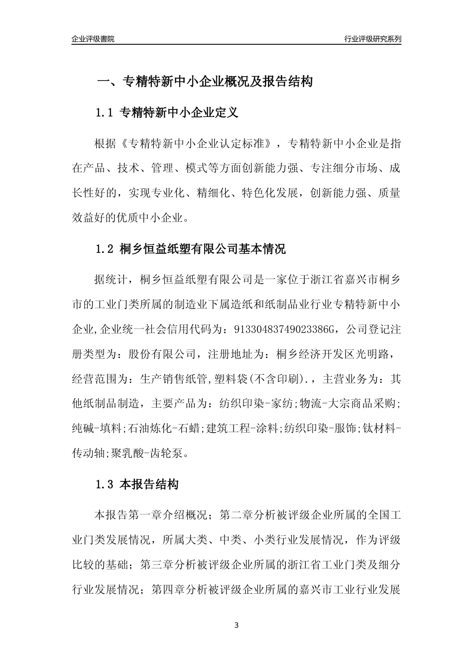 [专精特新]桐乡恒益纸塑有限公司行业竞争力评级分析报告(2023版)_第3页