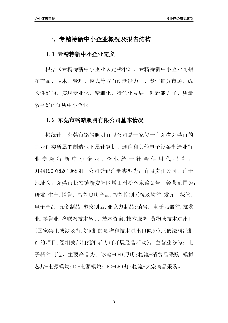 [专精特新]东莞市铭皓照明有限公司行业竞争力评级分析报告(2023版)_第3页