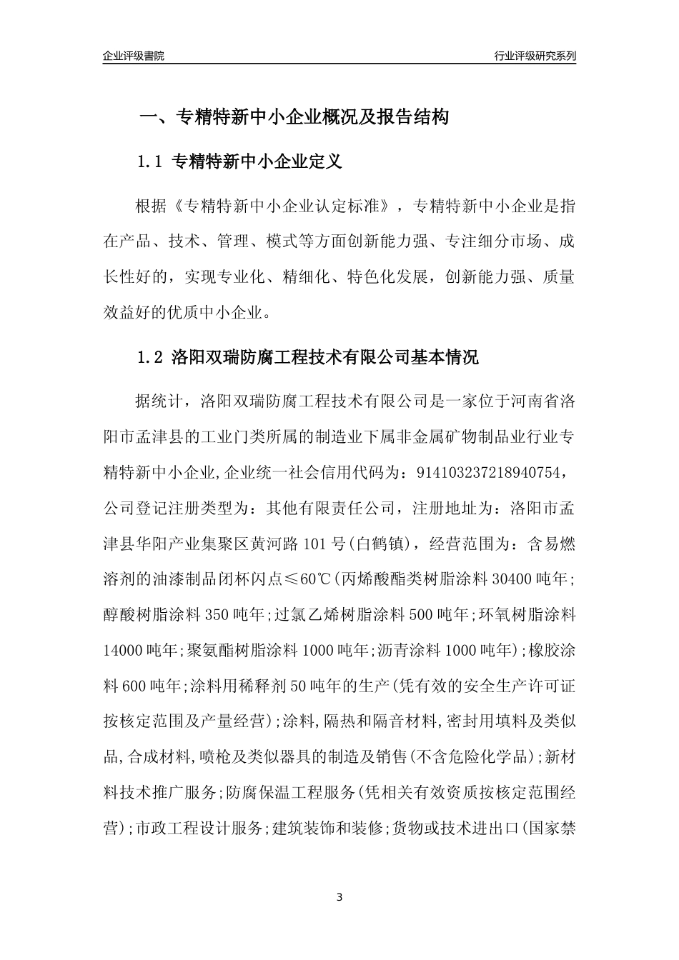 [专精特新]洛阳双瑞防腐工程技术有限公司行业竞争力评级分析报告(2023版)_第3页