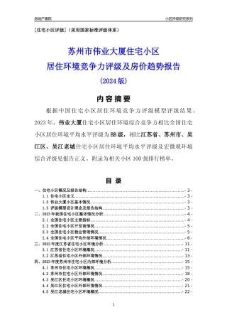 [小区点评]伟业大厦(苏州市吴江区)小区居住环境竞争力评级及房价趋势分析报告(2024版)