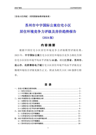 [小区点评]中宇国际公寓(苏州市昆山市)小区居住环境竞争力评级及房价趋势分析报告(2024版)