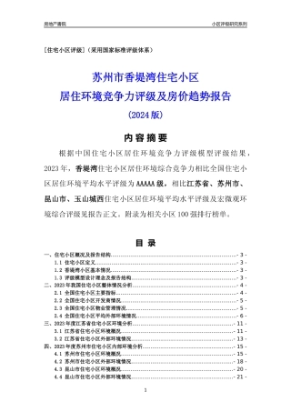 [小区点评]香堤湾(苏州市昆山市)小区居住环境竞争力评级及房价趋势分析报告(2024版)