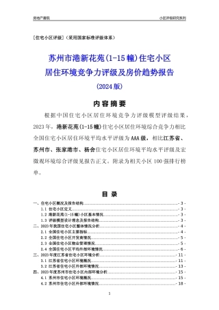 [小区点评]港新花苑(1-15幢)(苏州市张家港市)小区居住环境竞争力评级及房价趋势分析报告(2024版)