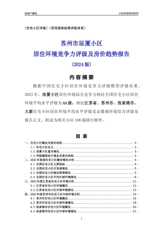 [小区点评]辰厦小区(苏州市张家港市)小区居住环境竞争力评级及房价趋势分析报告(2024版)