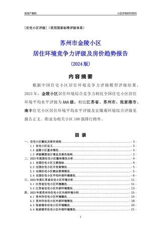[小区点评]金陵小区(苏州市张家港市)小区居住环境竞争力评级及房价趋势分析报告(2024版)