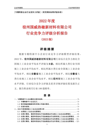 [专精特新]宿州国威热敏新材料有限公司行业竞争力评级分析报告(2023版)