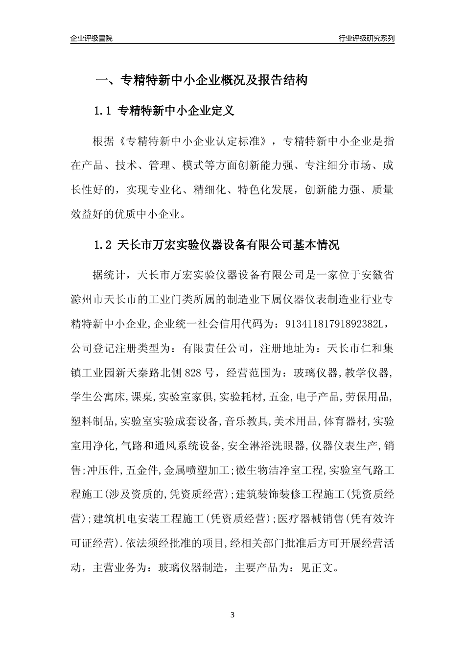 [专精特新]天长市万宏实验仪器设备有限公司行业竞争力评级分析报告(2023版)_第3页