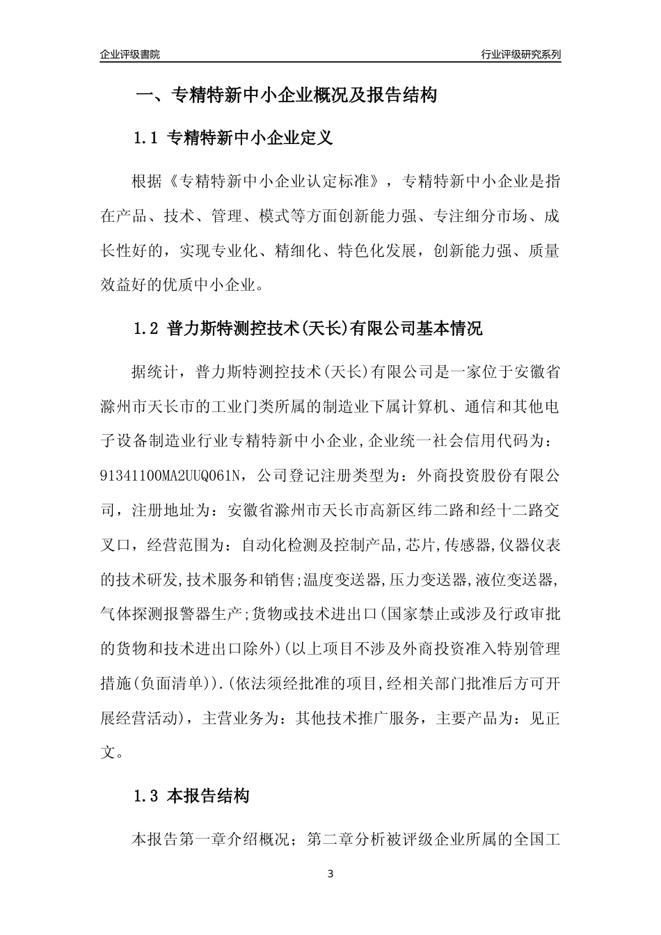 [专精特新]普力斯特测控技术(天长)有限公司行业竞争力评级分析报告(2023版)_第3页