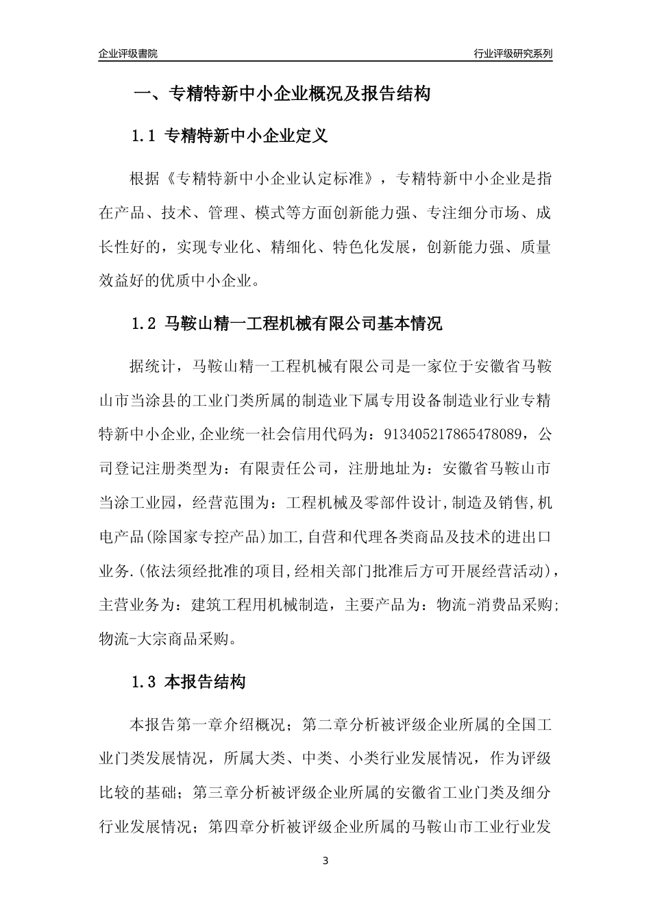 [专精特新]马鞍山精一工程机械有限公司行业竞争力评级分析报告(2023版)_第3页