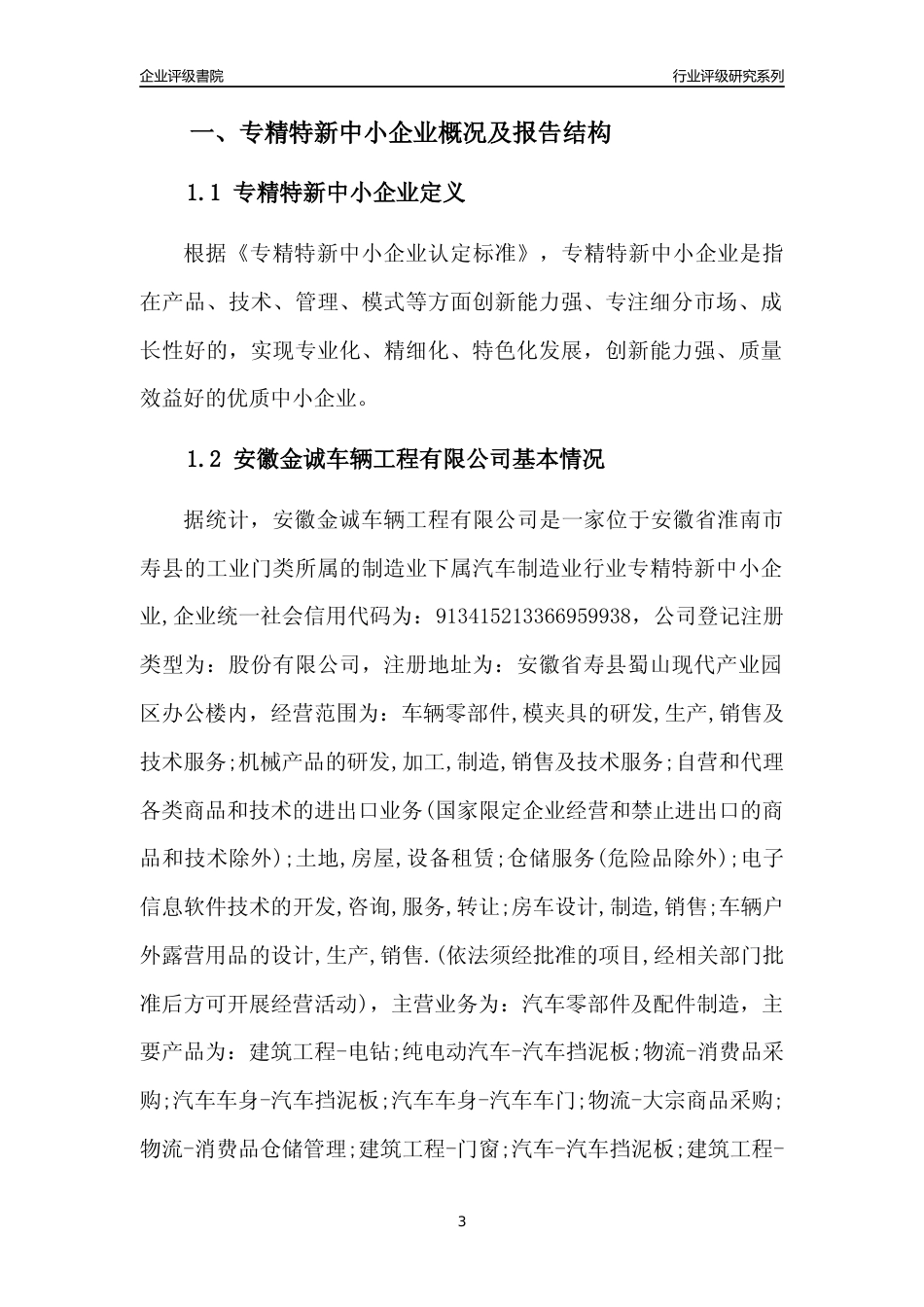 [专精特新]安徽金诚车辆工程有限公司行业竞争力评级分析报告(2023版)_第3页