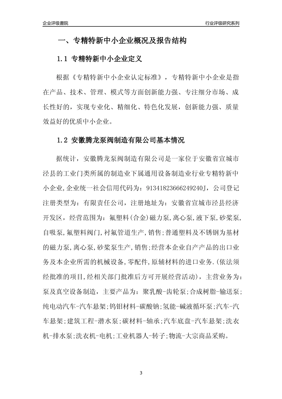 [专精特新]安徽腾龙泵阀制造有限公司行业竞争力评级分析报告(2023版)_第3页