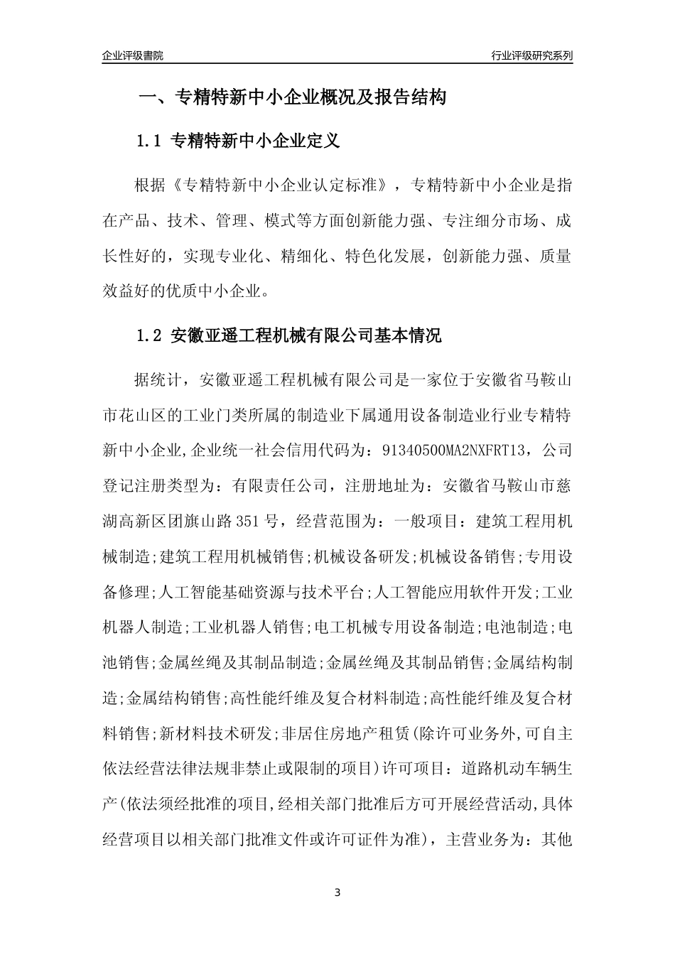 [专精特新]安徽亚遥工程机械有限公司行业竞争力评级分析报告(2023版)_第3页