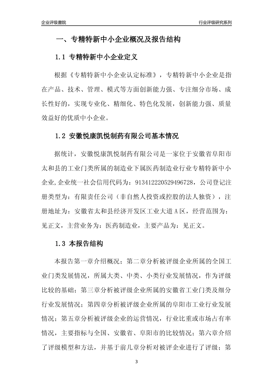 [专精特新]安徽悦康凯悦制药有限公司行业竞争力评级分析报告(2023版)_第3页