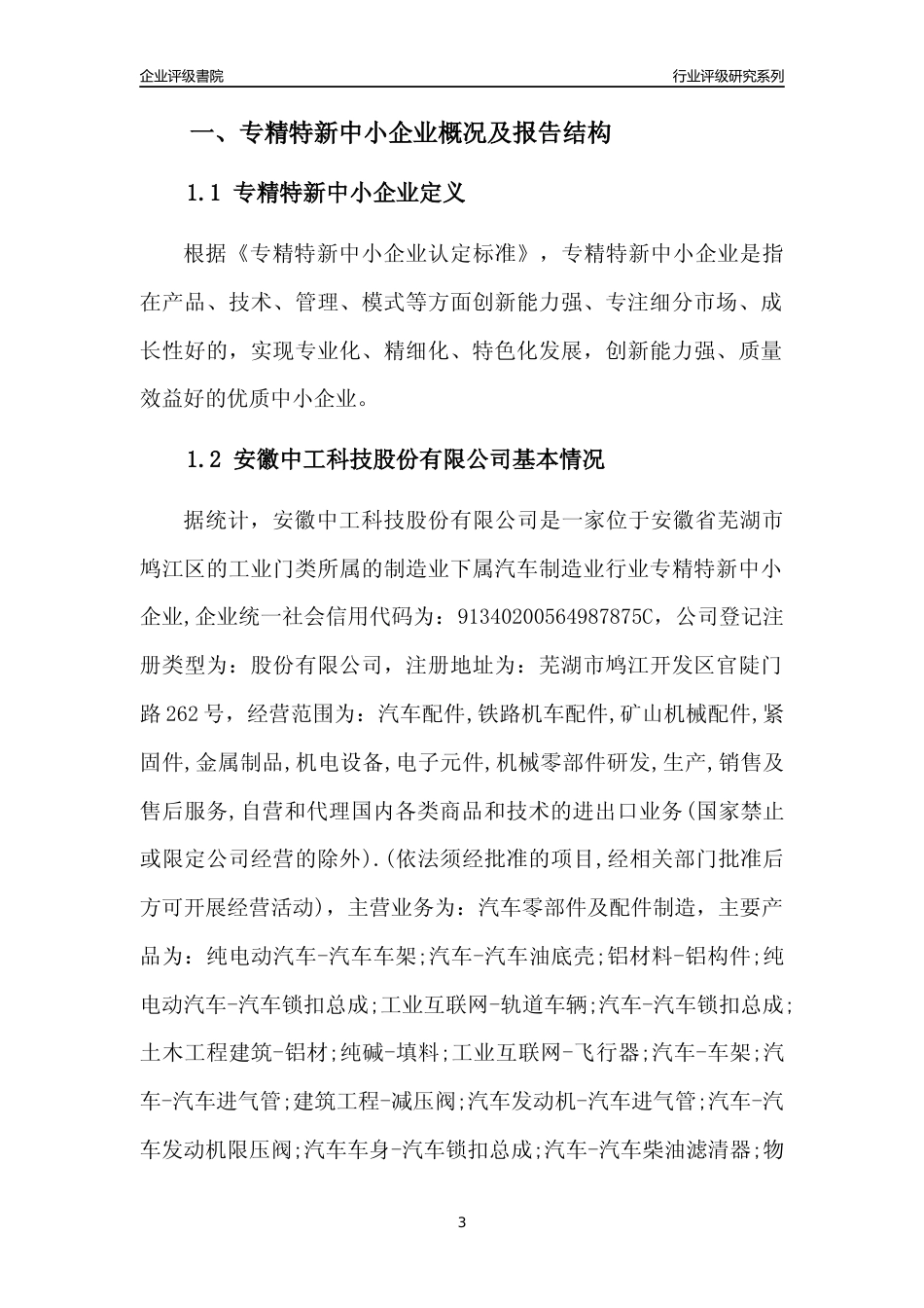 [专精特新]安徽中工科技股份有限公司行业竞争力评级分析报告(2023版)_第3页