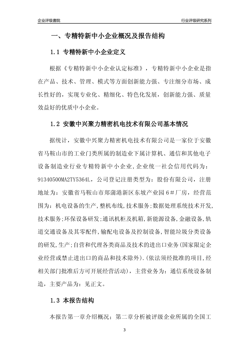 [专精特新]安徽中兴聚力精密机电技术有限公司行业竞争力评级分析报告(2023版)_第3页