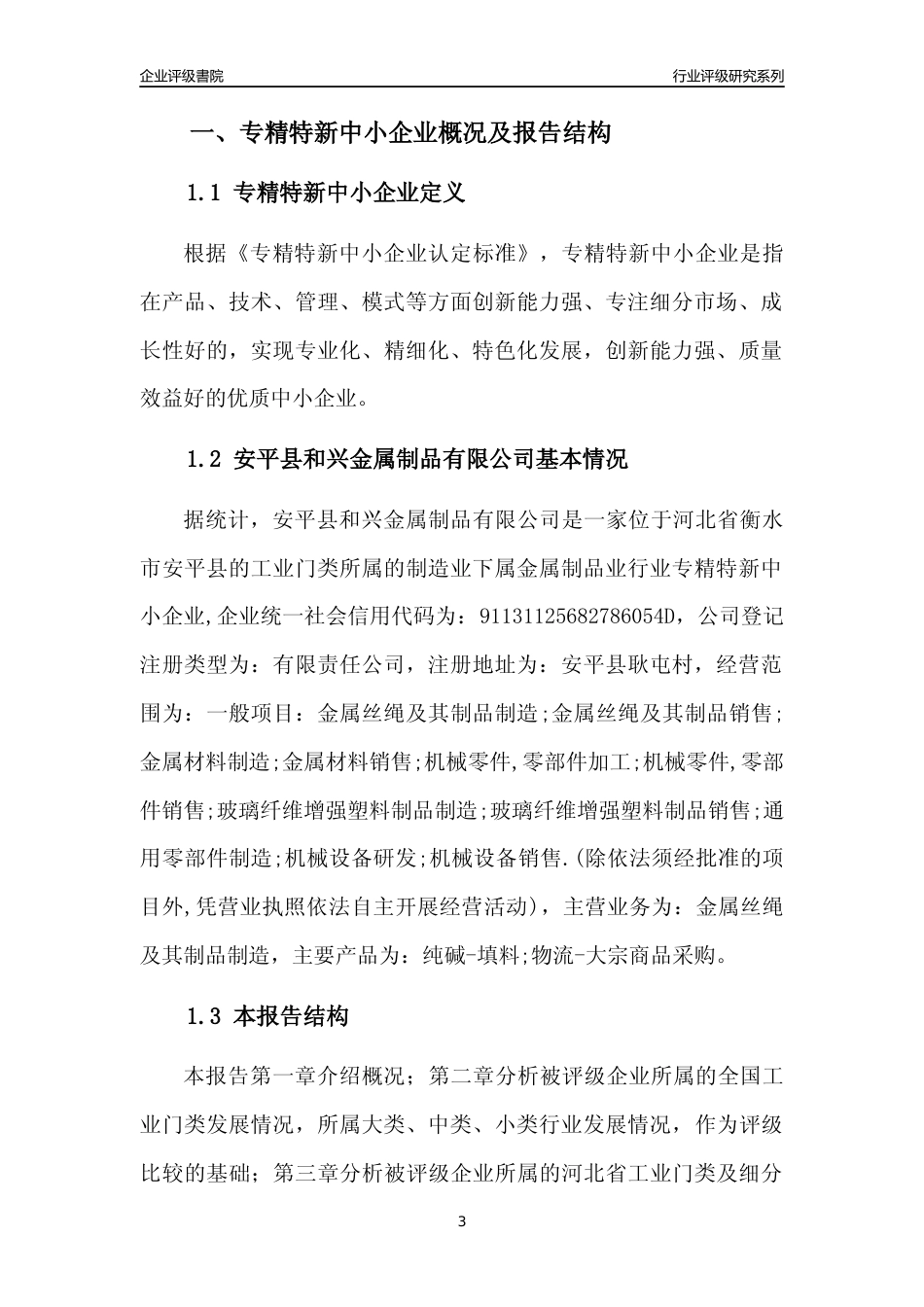 [专精特新]安平县和兴金属制品有限公司行业竞争力评级分析报告(2023版)_第3页