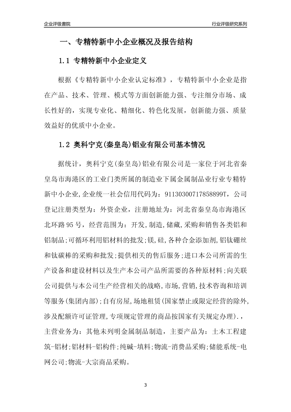 [专精特新]奥科宁克(秦皇岛)铝业有限公司行业竞争力评级分析报告(2023版)_第3页