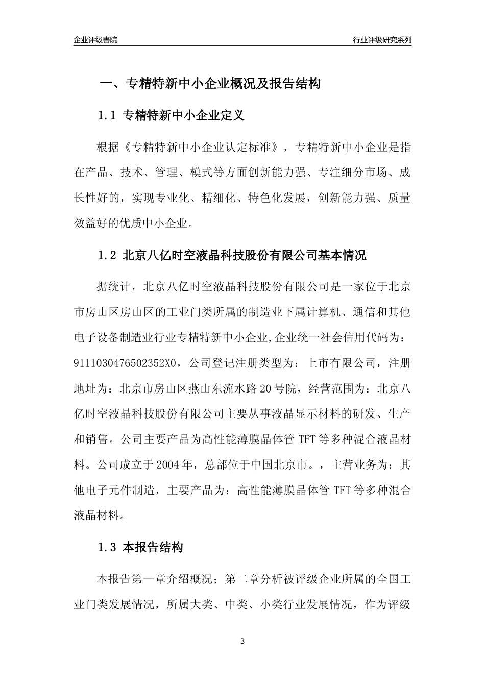 [专精特新]北京八亿时空液晶科技股份有限公司行业竞争力评级分析报告(2023版)_第3页
