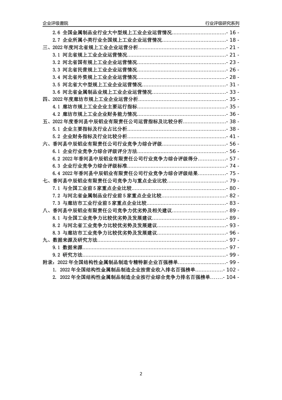 [专精特新]香河县中辰铝业有限责任公司行业竞争力评级分析报告(2023版)_第2页