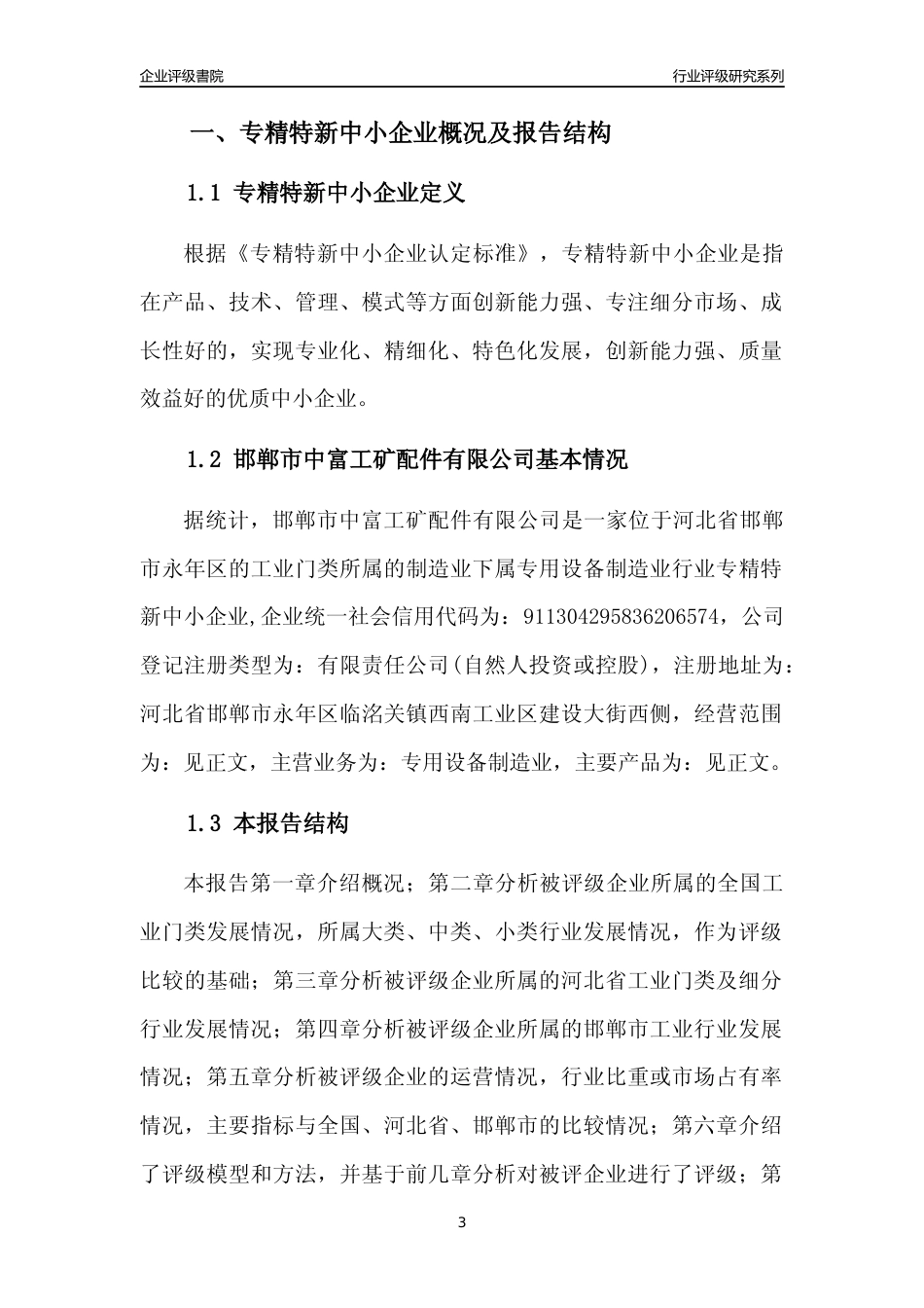 [专精特新]邯郸市中富工矿配件有限公司行业竞争力评级分析报告(2023版)_第3页
